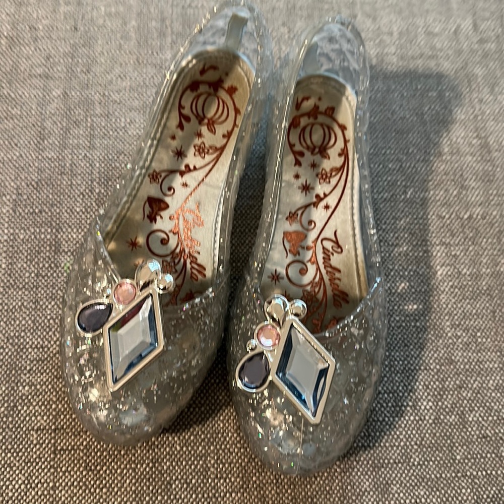 Disney Cinderella light up dress up clear silver Jelly shoes size 9/10